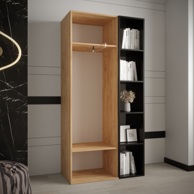 HARRISON gardrób polccal - szélesség 80 cm, aranytölgy, fekete