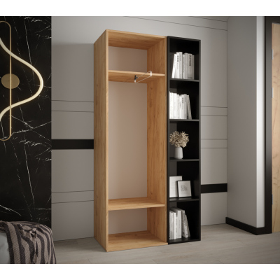 HARRISON gardrób polccal - szélesség 80 cm, aranytölgy, fekete