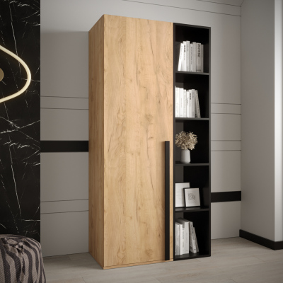 HARRISON gardrób polccal - szélesség 80 cm, aranytölgy, fekete