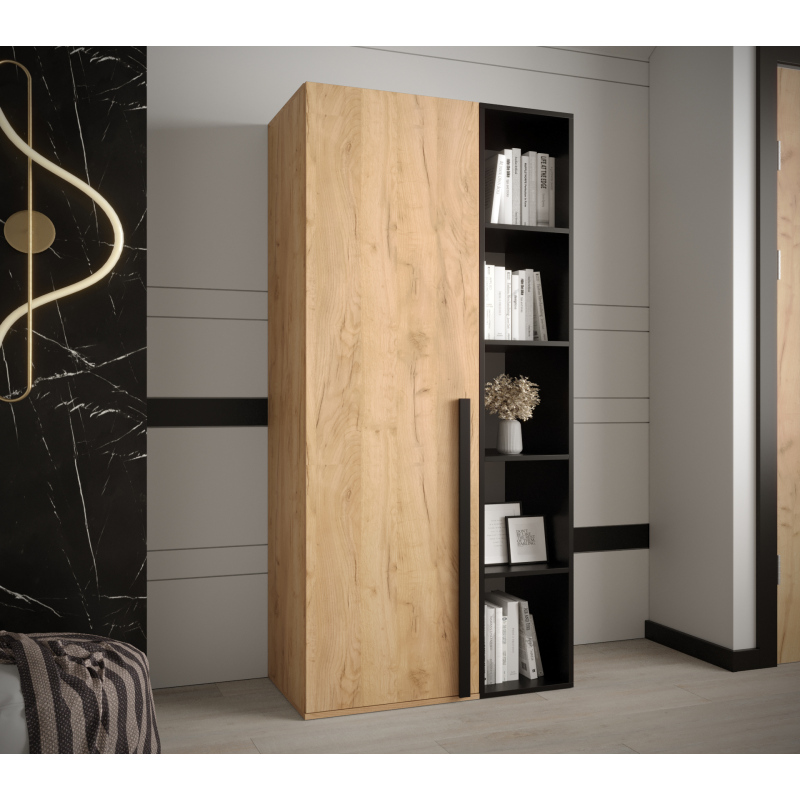 HARRISON gardrób polccal - szélesség 80 cm, aranytölgy, fekete