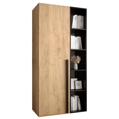 HARRISON gardrób polccal - szélesség 80 cm, aranytölgy, fekete