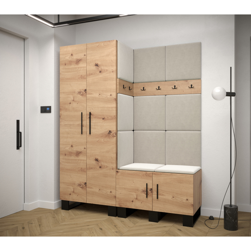 RUMIE 2 előszobagarnitúra - artisan tölgy, bézs panelek