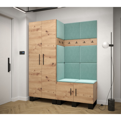 RUMIE 2 előszobagarnitúra - artisan tölgy, menta panelek