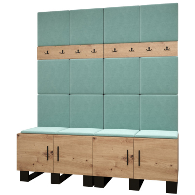 RUMIE 3 előszobagarnitúra - artisan tölgy, menta panelek