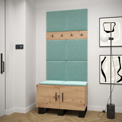 RUMIE 4 előszobagarnitúra - artisan tölgy, menta panelek