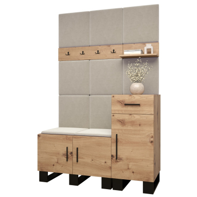 RUMIE 5 előszobagarnitúra - artisan tölgy, bézs panelek