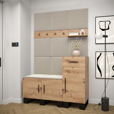 RUMIE 5 előszobagarnitúra - artisan tölgy, bézs panelek