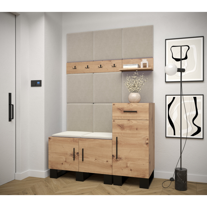 RUMIE 5 előszobagarnitúra - artisan tölgy, bézs panelek