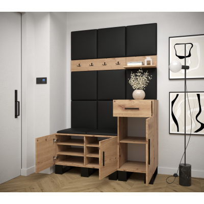 RUMIE 5 előszobagarnitúra - artisan tölgy, rózsaszín panelek