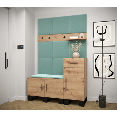 RUMIE 5 előszobagarnitúra - artisan tölgy, menta panelek