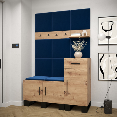 RUMIE 5 előszobagarnitúra - artisan tölgy, kék panelek