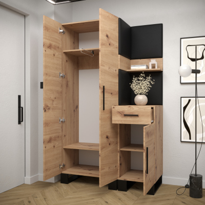 RUMIE 6 előszobagarnitúra - artisan tölgy, rózsaszín panelek