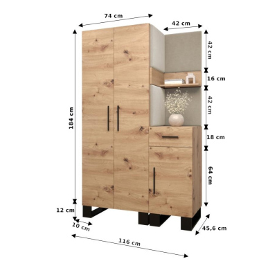 RUMIE 6 előszobagarnitúra - artisan tölgy, kék panelek