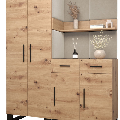 RUMIE 7 előszobagarnitúra - artisan tölgy, bézs panelek