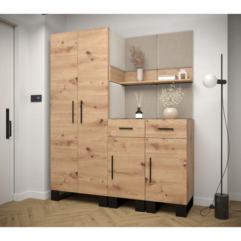 RUMIE 7 előszobagarnitúra - artisan tölgy, bézs panelek