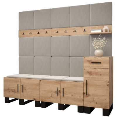 RUMIE 8 előszobagarnitúra - artisan tölgy, bézs panelek