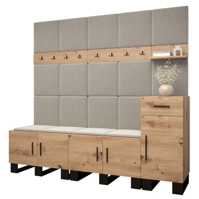 RUMIE 8 előszobagarnitúra - artisan tölgy, bézs panelek