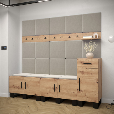 RUMIE 8 előszobagarnitúra - artisan tölgy, bézs panelek