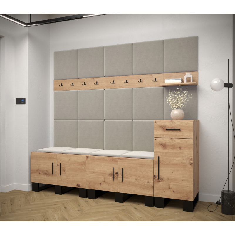 RUMIE 8 előszobagarnitúra - artisan tölgy, bézs panelek