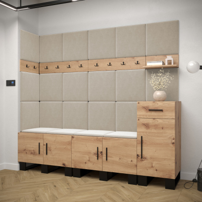 RUMIE 9 előszobagarnitúra - artisan tölgy, bézs panelek