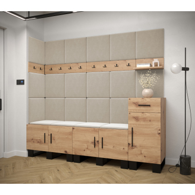 RUMIE 9 előszobagarnitúra - artisan tölgy, bézs panelek