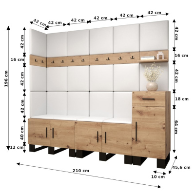 RUMIE 9 előszobagarnitúra - artisan tölgy, bézs panelek