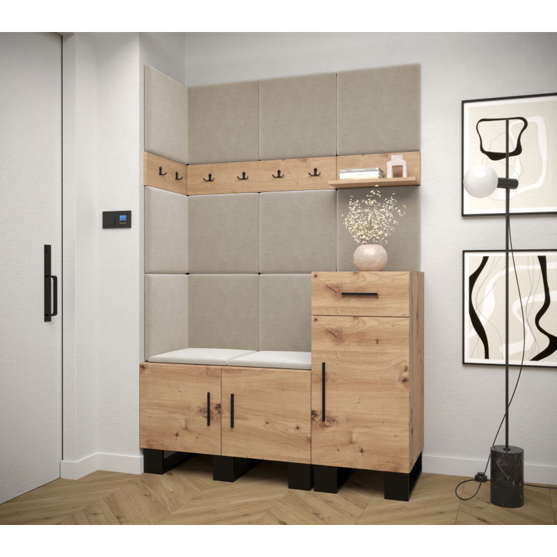 RUMIE 10 előszobagarnitúra - artisan tölgy, bézs panelek