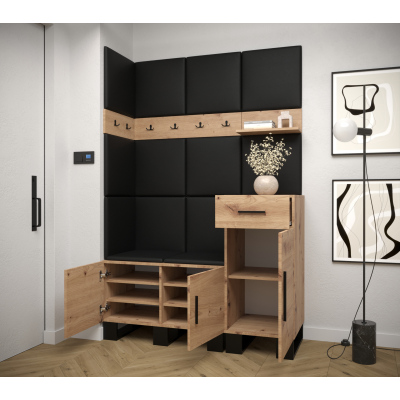 RUMIE 10 előszobagarnitúra - artisan tölgy, rózsaszín panelek
