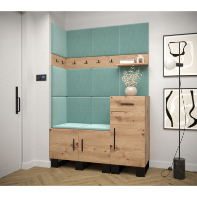 RUMIE 10 előszobagarnitúra - artisan tölgy, menta panelek