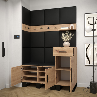 RUMIE 10 előszobagarnitúra - artisan tölgy, kék panelek