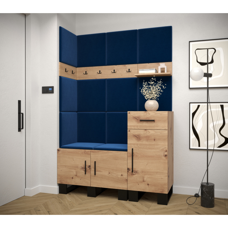 RUMIE 10 előszobagarnitúra - artisan tölgy, kék panelek