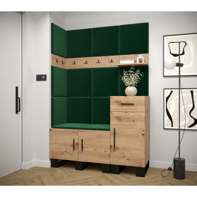 RUMIE 10 előszobagarnitúra - artisan tölgy, zöld panelek