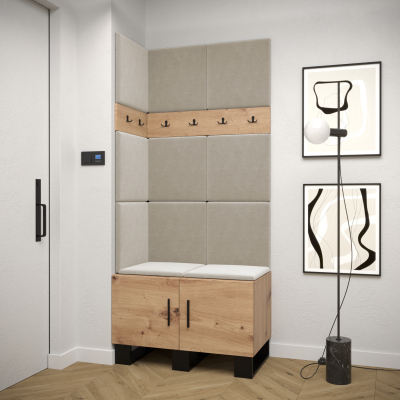 RUMIE 11 előszobagarnitúra - artisan tölgy, bézs panelek