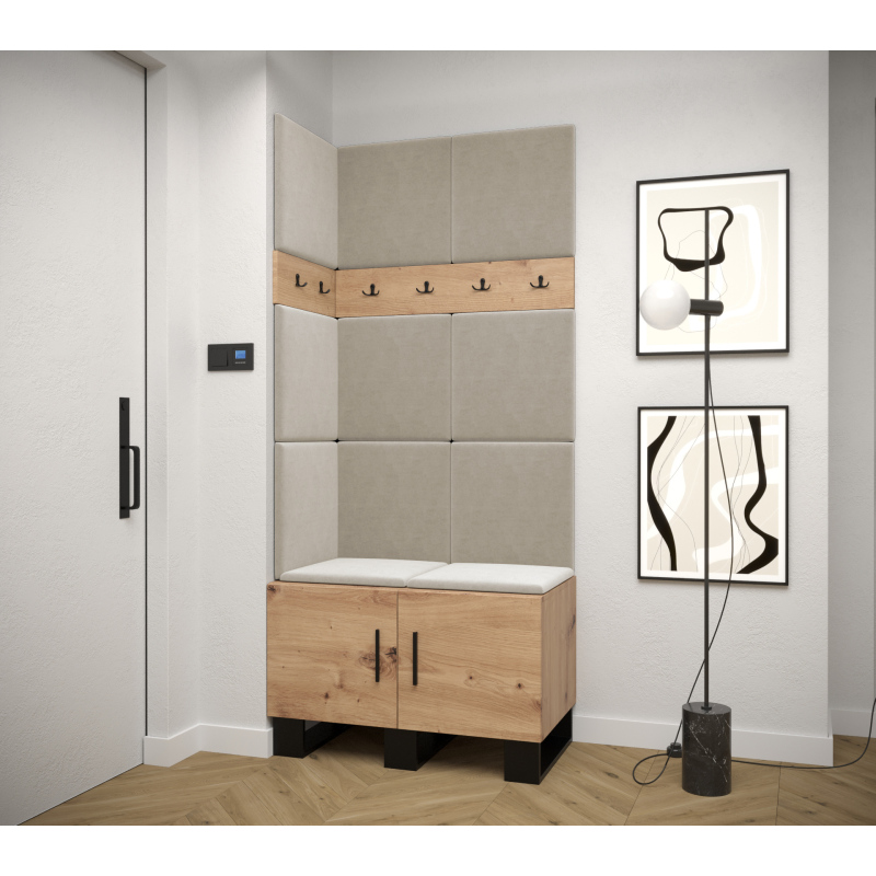 RUMIE 11 előszobagarnitúra - artisan tölgy, bézs panelek