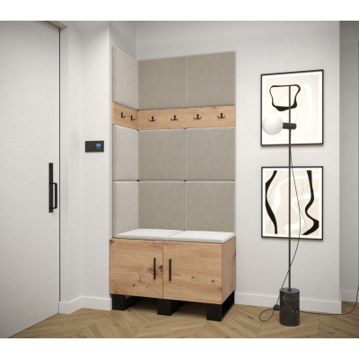 RUMIE 11 előszobagarnitúra - artisan tölgy, bézs panelek