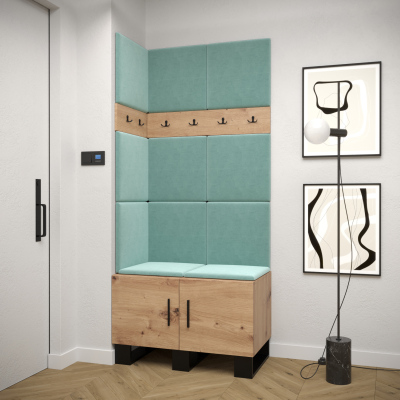 RUMIE 11 előszobagarnitúra - artisan tölgy, menta panelek