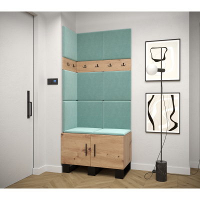 RUMIE 11 előszobagarnitúra - artisan tölgy, menta panelek