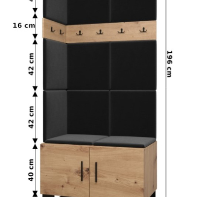 RUMIE 11 előszobagarnitúra - artisan tölgy, rózsaszín panelek