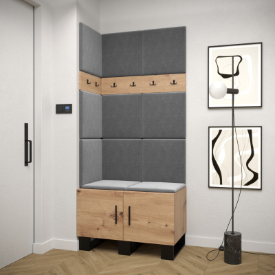 RUMIE 11 előszobagarnitúra - artisan tölgy, szürke panelek