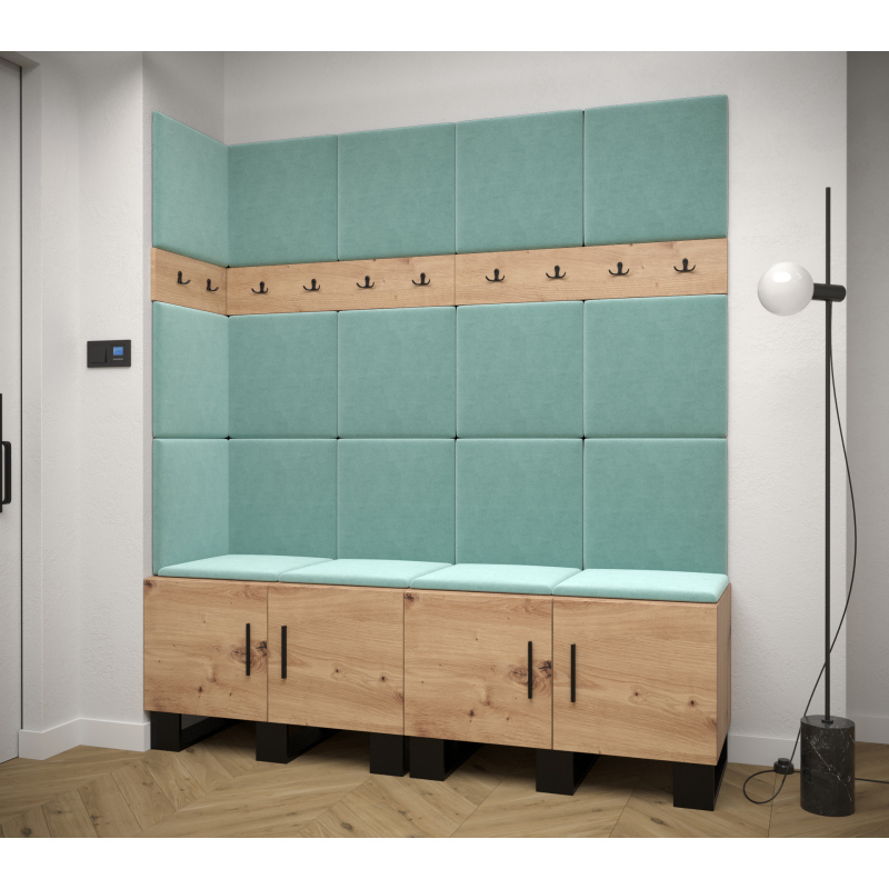 RUMIE 12 előszobagarnitúra - artisan tölgy, menta panelek
