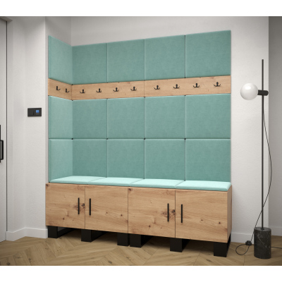 RUMIE 12 előszobagarnitúra - artisan tölgy, menta panelek