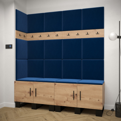RUMIE 12 előszoba garnitúra - artisan tölgy, kék panelek