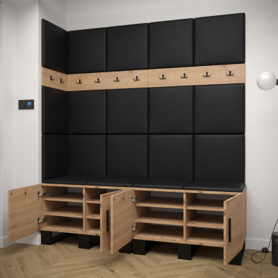 RUMIE 12 előszobagarnitúra - artisan tölgy, zöld panelek