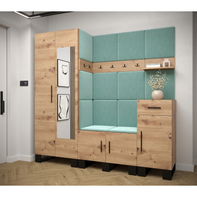 RUMIE 13 előszobagarnitúra - artisan tölgy, menta panelek