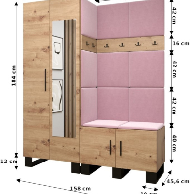 RUMIE 14 előszobagarnitúra - artisan tölgy, bézs panelek