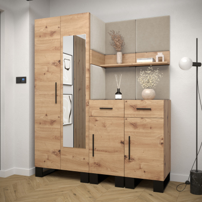 RUMIE 15 előszobagarnitúra - artisan tölgy, bézs panelek