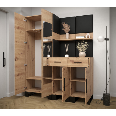 RUMIE 15 előszobagarnitúra - artisan tölgy, rózsaszín panelek