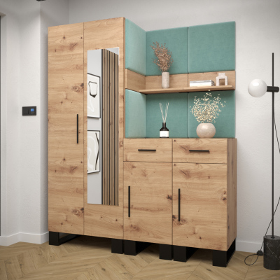 RUMIE 15 előszobagarnitúra - artisan tölgy, menta panelek