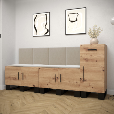 RUMIE 17 előszobagarnitúra - artisan tölgy, bézs panelek