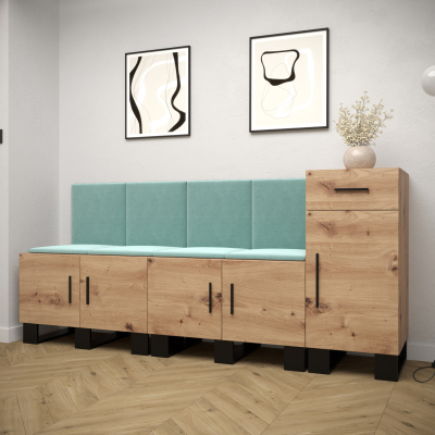 RUMIE 17 előszobagarnitúra - artisan tölgy, menta panelek